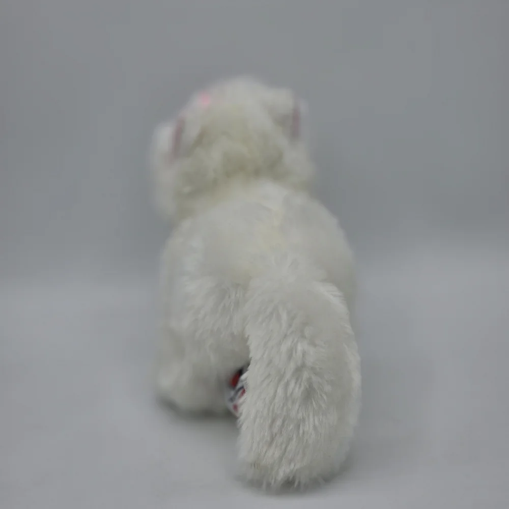 GANZ White Perisan Fluffy Plush Cat with Pink Ear and Nose Details